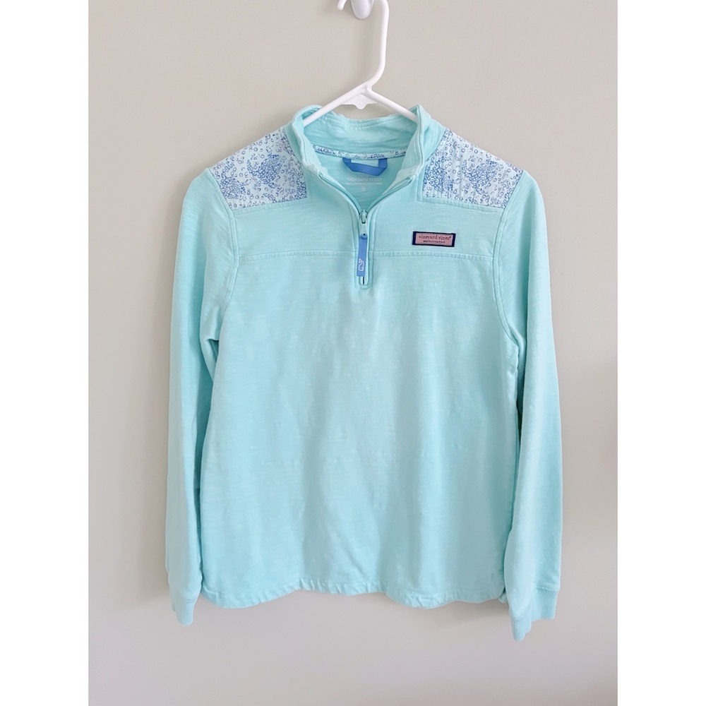 Vineyard Vines mint/aqua quarter zip jacket